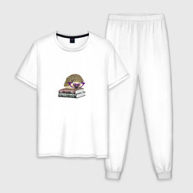 Мужская пижама хлопок с принтом Ёжик , 100% хлопок | брюки и футболка прямого кроя, без карманов, на брюках мягкая резинка на поясе и по низу штанин
 | Тематика изображения на принте:  ежик