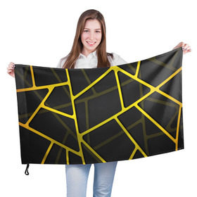 Флаг 3D с принтом Желтая сетка , 100% полиэстер | плотность ткани — 95 г/м2, размер — 67 х 109 см. Принт наносится с одной стороны | yellow | абстракция | желтый | линия.line | сетка