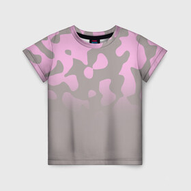 Детская футболка 3D с принтом Камуфляж пурпурно-розовый Up , 100% гипоаллергенный полиэфир | прямой крой, круглый вырез горловины, длина до линии бедер, чуть спущенное плечо, ткань немного тянется | Тематика изображения на принте: 
