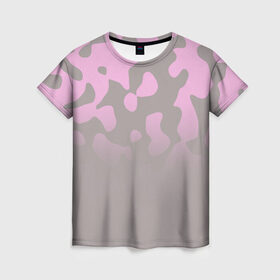 Женская футболка 3D с принтом Камуфляж пурпурно-розовый Up , 100% полиэфир ( синтетическое хлопкоподобное полотно) | прямой крой, круглый вырез горловины, длина до линии бедер | 