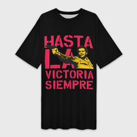 Платье-футболка 3D с принтом Hasta La Victoria Siempre ,  |  | Тематика изображения на принте: che | cuba | guevara | hasta | la victoria | libre | revolution | siempre | ussr | гевара | до полной | куба | о.м.с.к. | победы | революция | свободная | ссср | че