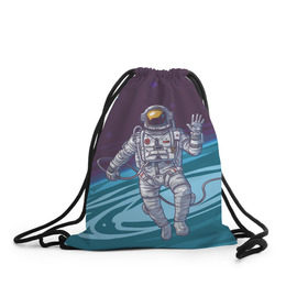 Рюкзак-мешок 3D с принтом Привет из космоса , 100% полиэстер | плотность ткани — 200 г/м2, размер — 35 х 45 см; лямки — толстые шнурки, застежка на шнуровке, без карманов и подкладки | астронавт | галактика | звезды | космонавт | космос