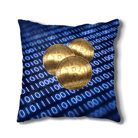 Подушка 3D с принтом Bitcoin , наволочка – 100% полиэстер, наполнитель – холлофайбер (легкий наполнитель, не вызывает аллергию). | состоит из подушки и наволочки. Наволочка на молнии, легко снимается для стирки | bitcoin | блокчейн | криптовалюта
