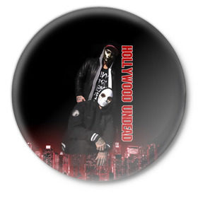 Значок с принтом Группа Hollywood Undead ,  металл | круглая форма, металлическая застежка в виде булавки | 