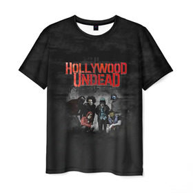 Мужская футболка 3D с принтом Группа Hollywood Undead , 100% полиэфир | прямой крой, круглый вырез горловины, длина до линии бедер | 