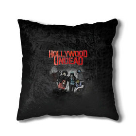Подушка 3D с принтом Группа Hollywood Undead , наволочка – 100% полиэстер, наполнитель – холлофайбер (легкий наполнитель, не вызывает аллергию). | состоит из подушки и наволочки. Наволочка на молнии, легко снимается для стирки | 