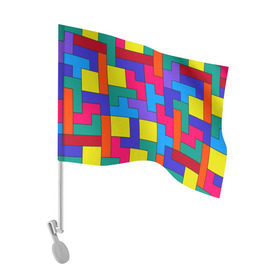 Флаг для автомобиля с принтом Орнамент Тетрис , 100% полиэстер | Размер: 30*21 см | tetris | геометрия | орнамент | тетрис | узор