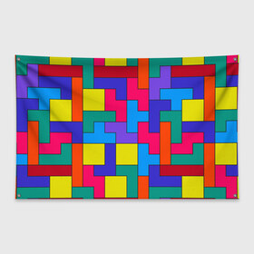 Флаг-баннер с принтом Орнамент Тетрис , 100% полиэстер | размер 67 х 109 см, плотность ткани — 95 г/м2; по краям флага есть четыре люверса для крепления | tetris | геометрия | орнамент | тетрис | узор