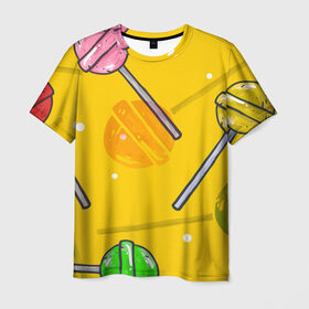 Мужская футболка 3D с принтом Чупа-Чупс , 100% полиэфир | прямой крой, круглый вырез горловины, длина до линии бедер | конфеты | леденец | паттерн | сладость | узор | чупа чупс