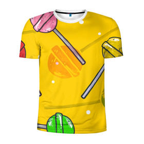Мужская футболка 3D спортивная с принтом Чупа-Чупс , 100% полиэстер с улучшенными характеристиками | приталенный силуэт, круглая горловина, широкие плечи, сужается к линии бедра | конфеты | леденец | паттерн | сладость | узор | чупа чупс