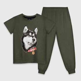 Детская пижама хлопок с принтом Маламут , 100% хлопок |  брюки и футболка прямого кроя, без карманов, на брюках мягкая резинка на поясе и по низу штанин
 | Тематика изображения на принте: аляска | карандаш | маламут | рисунок | собака | хаски