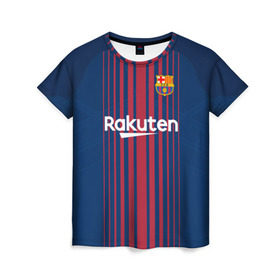 Женская футболка 3D с принтом Неймар Форма Барселона 2018 , 100% полиэфир ( синтетическое хлопкоподобное полотно) | прямой крой, круглый вырез горловины, длина до линии бедер | Тематика изображения на принте: barca | barcelona | barsa | barselona | jr | neymar | барса | барселона | домашняя | неймар | нэймар | футбольная форма