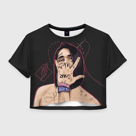 Женская футболка 3D укороченная с принтом Face / Фэйс , 100% полиэстер | круглая горловина, длина футболки до линии талии, рукава с отворотами | rap | рэпер | фейс | фэйс