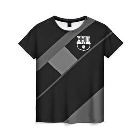 Женская футболка 3D с принтом FC Barcelona gray collection , 100% полиэфир ( синтетическое хлопкоподобное полотно) | прямой крой, круглый вырез горловины, длина до линии бедер | fc barcelona | мяч | спорт | футбол | чеппионат