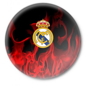 Значок с принтом Real Madrid ,  металл | круглая форма, металлическая застежка в виде булавки | real madrid | футбол | футбольный клуб