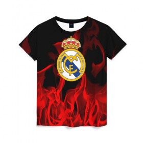 Женская футболка 3D с принтом Real Madrid , 100% полиэфир ( синтетическое хлопкоподобное полотно) | прямой крой, круглый вырез горловины, длина до линии бедер | real madrid | футбол | футбольный клуб