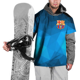 Накидка на куртку 3D с принтом FC Barcelona blue polygon 2018 , 100% полиэстер |  | fc barcelona | мяч | спорт | футбол | чеппионат 