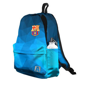 Рюкзак 3D с принтом FC Barcelona blue polygon 2018 , 100% полиэстер | лямки с регулируемой длиной, сверху петелька, чтобы рюкзак можно было повесить на вешалку. Основное отделение закрывается на молнию, как и внешний карман. Внутри два дополнительных кармана, один из которых закрывается на молнию. По бокам два дополнительных кармашка | fc barcelona | мяч | спорт | футбол | чеппионат 