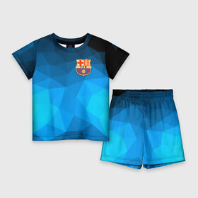 Детский костюм с шортами 3D с принтом FC Barcelona polygon 2018 ,  |  | fc barcelona | мяч | спорт | футбол | чеппионат 