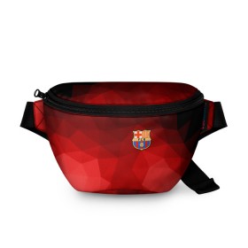Поясная сумка 3D с принтом FC Barcelona red polygon 2018 , 100% полиэстер | плотная ткань, ремень с регулируемой длиной, внутри несколько карманов для мелочей, основное отделение и карман с обратной стороны сумки застегиваются на молнию | fc barcelona | мяч | спорт | футбол | чеппионат
