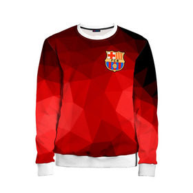 Детский свитшот 3D с принтом FC Barcelona red polygon 2018 , 100% полиэстер | свободная посадка, прямой крой, мягкая тканевая резинка на рукавах и понизу свитшота | fc barcelona | мяч | спорт | футбол | чеппионат