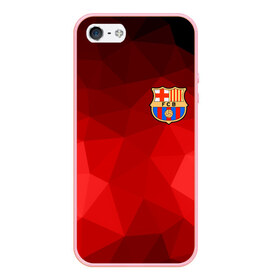 Чехол для iPhone 5/5S матовый с принтом FC Barcelona red polygon 2018 , Силикон | Область печати: задняя сторона чехла, без боковых панелей | fc barcelona | мяч | спорт | футбол | чеппионат