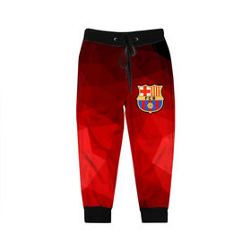 Детские брюки 3D с принтом FC Barcelona red polygon 2018 , 100% полиэстер | манжеты по низу, эластичный пояс регулируется шнурком, по бокам два кармана без застежек, внутренняя часть кармана из мелкой сетки | fc barcelona | мяч | спорт | футбол | чеппионат