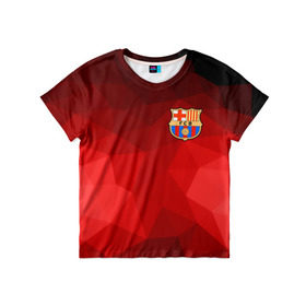 Детская футболка 3D с принтом FC Barcelona red polygon 2018 , 100% гипоаллергенный полиэфир | прямой крой, круглый вырез горловины, длина до линии бедер, чуть спущенное плечо, ткань немного тянется | fc barcelona | мяч | спорт | футбол | чеппионат