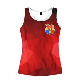 Женская майка 3D с принтом FC Barcelona red polygon 2018 , 100% полиэстер | круглая горловина, прямой силуэт, длина до линии бедра | Тематика изображения на принте: fc barcelona | мяч | спорт | футбол | чеппионат