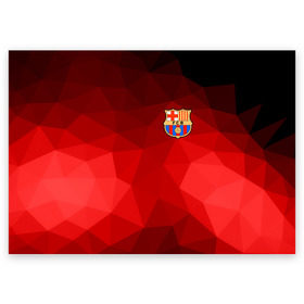 Поздравительная открытка с принтом FC Barcelona red polygon 2018 , 100% бумага | плотность бумаги 280 г/м2, матовая, на обратной стороне линовка и место для марки
 | Тематика изображения на принте: fc barcelona | мяч | спорт | футбол | чеппионат