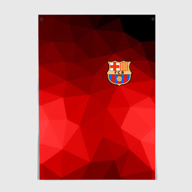 Постер с принтом FC Barcelona red polygon 2018 , 100% бумага
 | бумага, плотность 150 мг. Матовая, но за счет высокого коэффициента гладкости имеет небольшой блеск и дает на свету блики, но в отличии от глянцевой бумаги не покрыта лаком | Тематика изображения на принте: fc barcelona | мяч | спорт | футбол | чеппионат