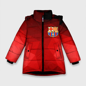 Зимняя куртка для девочек 3D с принтом FC Barcelona red polygon 2018 , ткань верха — 100% полиэстер; подклад — 100% полиэстер, утеплитель — 100% полиэстер. | длина ниже бедра, удлиненная спинка, воротник стойка и отстегивающийся капюшон. Есть боковые карманы с листочкой на кнопках, утяжки по низу изделия и внутренний карман на молнии. 

Предусмотрены светоотражающий принт на спинке, радужный светоотражающий элемент на пуллере молнии и на резинке для утяжки. | fc barcelona | мяч | спорт | футбол | чеппионат
