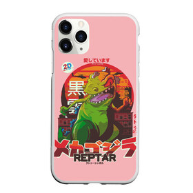 Чехол для iPhone 11 Pro матовый с принтом Годзилла , Силикон |  | lizard | raptor | reptar | t rex  dino | годзила | годзилла | динозавр | иероглифы | монстр | япония | ящер