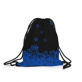 Рюкзак-мешок 3D с принтом Голубые снежинки , 100% полиэстер | плотность ткани — 200 г/м2, размер — 35 х 45 см; лямки — толстые шнурки, застежка на шнуровке, без карманов и подкладки | 