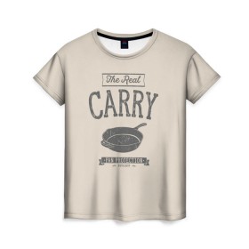 Женская футболка 3D с принтом The Real Carry - Pan Protectio , 100% полиэфир ( синтетическое хлопкоподобное полотно) | прямой крой, круглый вырез горловины, длина до линии бедер | battlegrounds | playerunknowns | pubg | пубг | сковородка