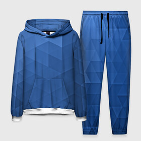 Мужской костюм 3D (с толстовкой) с принтом trianse blue ,  |  | abstraction | абстракция | геометрия | грани | полигоны | сочетания | треугольники