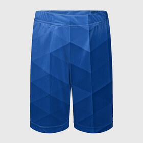 Детские спортивные шорты 3D с принтом trianse blue ,  100% полиэстер
 | пояс оформлен широкой мягкой резинкой, ткань тянется
 | abstraction | абстракция | геометрия | грани | полигоны | сочетания | треугольники