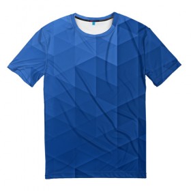 Мужская футболка 3D с принтом trianse blue , 100% полиэфир | прямой крой, круглый вырез горловины, длина до линии бедер | abstraction | абстракция | геометрия | грани | полигоны | сочетания | треугольники