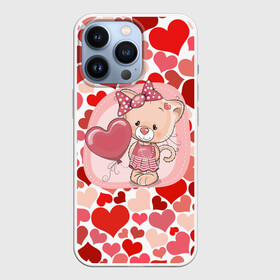 Чехол для iPhone 13 Pro с принтом kitty ,  |  | Тематика изображения на принте: cat | kitty | love | бантик | кошечка | любовь | сердечки