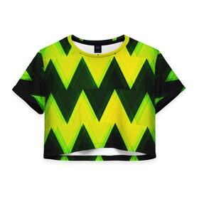 Женская футболка 3D укороченная с принтом Zigzag , 100% полиэстер | круглая горловина, длина футболки до линии талии, рукава с отворотами | pattern | zigzag | абстракция | арт | зигзаг | линии | полосы | узор