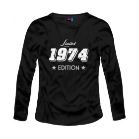 Женский лонгслив хлопок с принтом limited edition 1974 , 100% хлопок |  | 