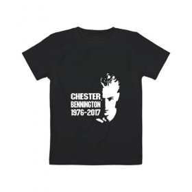 Детская футболка хлопок с принтом Chester Bennington 1976 - 2017 , 100% хлопок | круглый вырез горловины, полуприлегающий силуэт, длина до линии бедер | Тематика изображения на принте: 