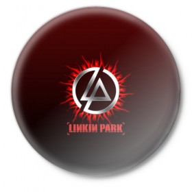 Значок с принтом Красно-черный Linkin Park ,  металл | круглая форма, металлическая застежка в виде булавки | 