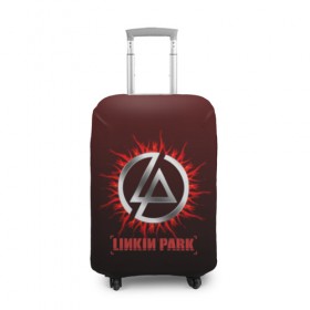 Чехол для чемодана 3D с принтом Красно-черный Linkin Park , 86% полиэфир, 14% спандекс | двустороннее нанесение принта, прорези для ручек и колес | 