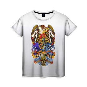 Женская футболка 3D с принтом Foo Fighters, орел и тигры , 100% полиэфир ( синтетическое хлопкоподобное полотно) | прямой крой, круглый вырез горловины, длина до линии бедер | 
