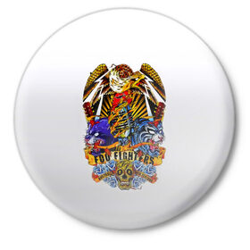 Значок с принтом Foo Fighters, орел и тигры ,  металл | круглая форма, металлическая застежка в виде булавки | 