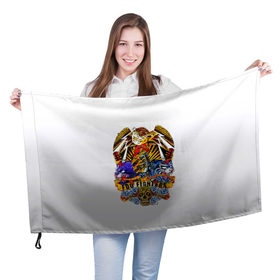 Флаг 3D с принтом Foo Fighters, орел и тигры , 100% полиэстер | плотность ткани — 95 г/м2, размер — 67 х 109 см. Принт наносится с одной стороны | 