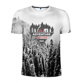 Мужская футболка 3D спортивная с принтом Приключение(Wild life) , 100% полиэстер с улучшенными характеристиками | приталенный силуэт, круглая горловина, широкие плечи, сужается к линии бедра | mountain | возвышение | возвышенность | гора | горка | горы | лес | природа | склон | туман | холм