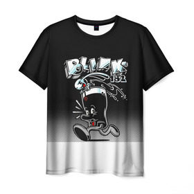 Мужская футболка 3D с принтом Заяц в стакане Blink-182 , 100% полиэфир | прямой крой, круглый вырез горловины, длина до линии бедер | blink | альтернативный рок | блинк | группа | марк хоппус | музыка | мэтт скиба | надпись | панк | панк рок | песни | поп панк | рок | скейт панк | смайл | смайлик | трэвис баркер