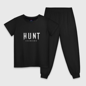 Детская пижама хлопок с принтом Hunt: Showdown White Logo , 100% хлопок |  брюки и футболка прямого кроя, без карманов, на брюках мягкая резинка на поясе и по низу штанин
 | Тематика изображения на принте: crytek | game | hunt | hunt: showdown | hunter | monsters | showdown | игра | крайтек | охота | столкновение